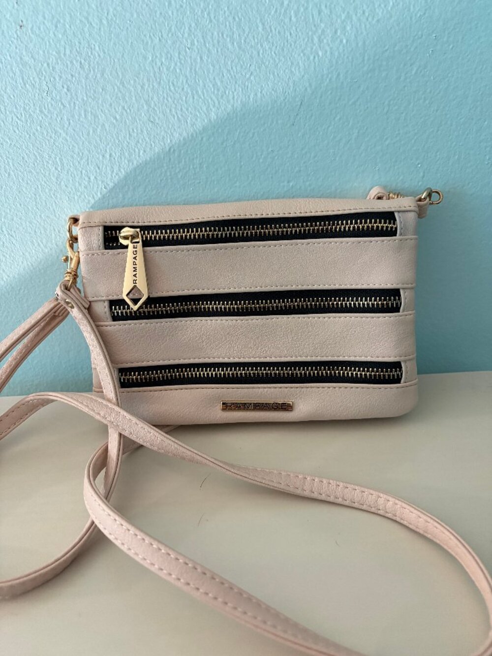 Rampage Blush Pink Convertible Crossbody Wallet Organizer Wristlet